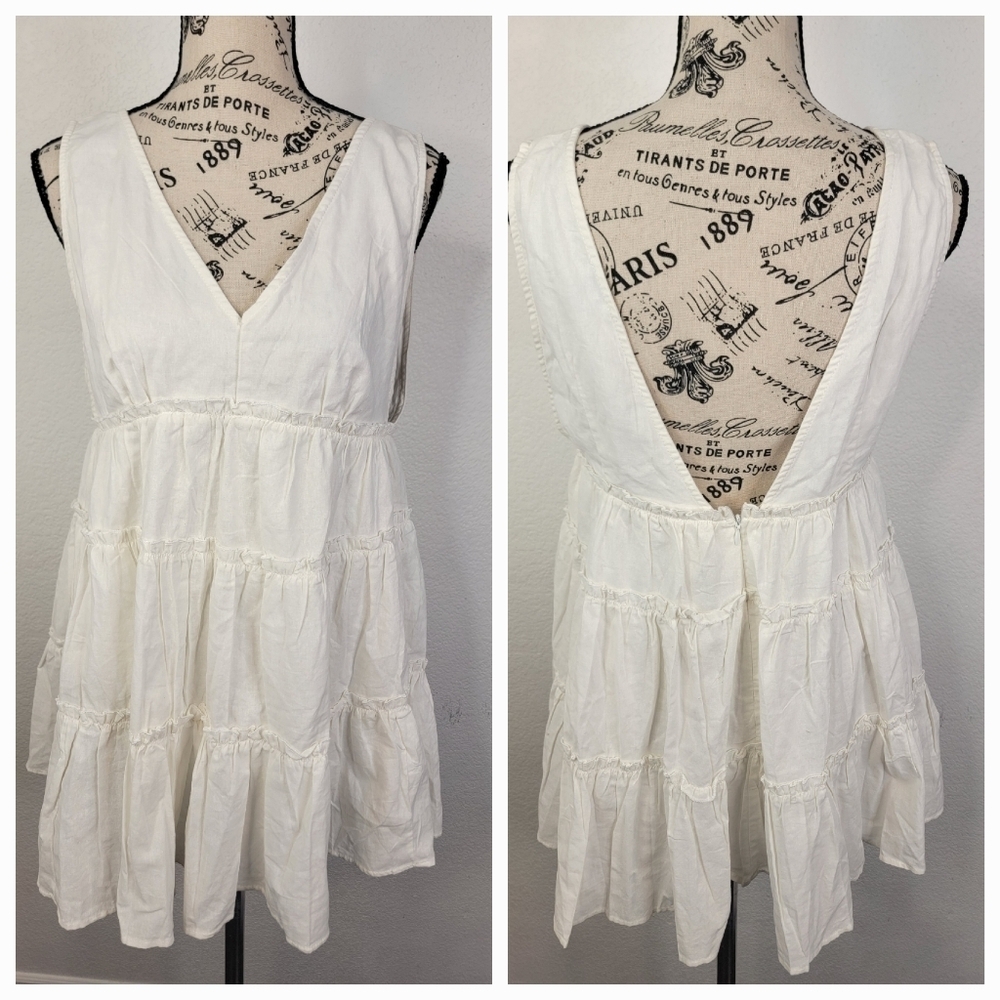 Princess Polly Mini Babydoll US 6 Dress Layered V Neck Beachy Cottagecore